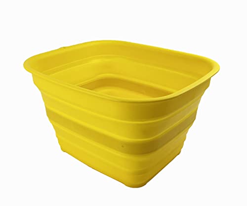 SAMMART 15L zusammenklappbare Wanne – Faltbare Geschirrwanne – tragbares Waschbecken – platzsparende Kunststoff-Waschwanne (Gold-gelb) von SAMMART