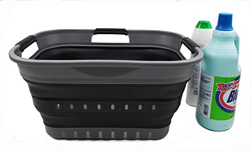 SAMMART 19L Collapsible 3-Wäschekorb - faltbarer Pop-up-Vorratsbehälter/Korb (Grey/Black, 1) von SAMMART