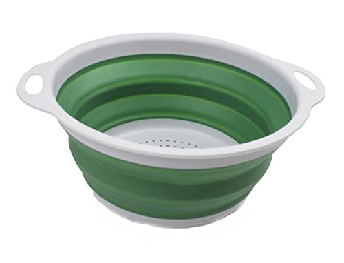 SAMMART 2,6 l faltbares Abtropfsieb – faltbares Abtropfsieb – tragbares/platzsparendes (Grau/Dunkelgrün, 1) von SAMMART