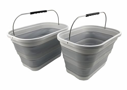 SAMMART 20,8 l zusammenklappbarer rechteckiger praktischer Korb/Eimer (Grau/Dunkelgrau (2er-Set)) von SAMMART