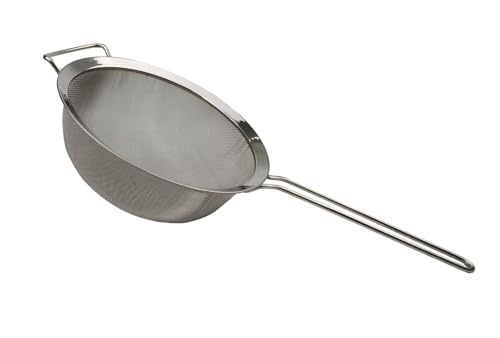 SAMMART 23 cm Edelstahlsieb mit Griff – rundes Sieb mit breiterem Reifen (1, 23 cm) von SAMMART