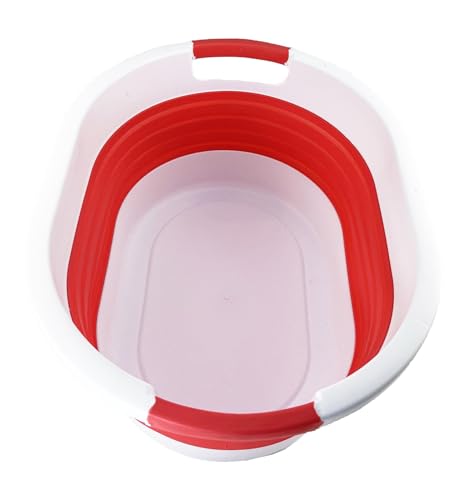 SAMMART 23L zusammenklappbarer Kunststoff-Wäschekorb – faltbarer Pop-Up-Aufbewahrungsbehälter/Organizer – tragbare Waschwanne – platzsparender Korb/Korb (1, Weiß/Korallenrosa) von SAMMART