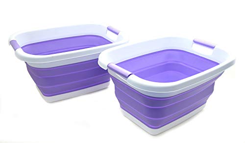 SAMMART 25L Set of 2 collapsible laundry basket (Lt. Purple, 2) von SAMMART