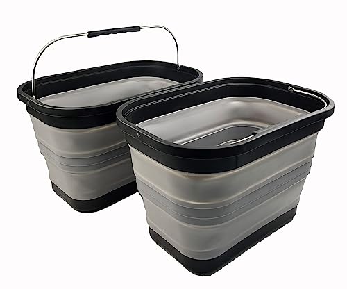 SAMMART 2er-Set - 20.8L (5.49Gallon) zusammenklappbarer rechteckiger praktischer Korb/Eimer (2, Schwarz/Legierungsgrau) von SAMMART