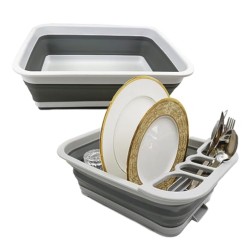 SAMMART 2pcs Set Collapsible Plastic Dish Drainer (Grau, 2) von SAMMART