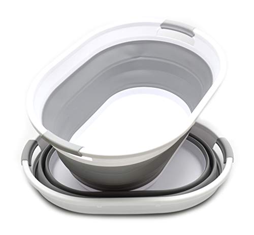 SAMMART 39L Set of 2 Collapsible Oval Laundry Basket (Grau, 2), Größe: 61 x 45,5 x 27,3 cm von SAMMART
