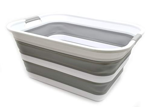 Sammart 42L Wäschekorb aus Kunststoff, faltbar, faltbar, tragbar, platzsparend (Grau, 1) von SAMMART