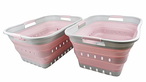 SAMMART 42L zusammenklappbarer Wäschekorb aus Kunststoff – faltbarer Pop-Up-Aufbewahrungsbehälter/Organizer – tragbare Waschwanne – platzsparender Wäschekorb (2er-Set) von SAMMART
