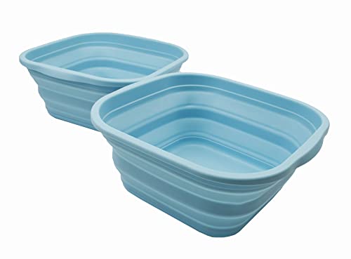 SAMMART 5,5 l Set mit 2 faltbaren Wannen, Faltbare Geschirrwanne, tragbares Waschbecken, platzsparende Kunststoff-Waschwanne (Meeresengel (2er-Set)) von SAMMART