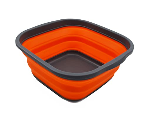 SAMMART 5,5 l zusammenklappbare Wanne – Faltbare Geschirrwanne – tragbares Waschbecken – platzsparende Kunststoff-Waschwanne (Grau/Orange) von SAMMART