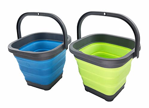 SAMMART 5L zusammenklappbarer rechteckiger praktischer Korb/Eimer (Grasgrün + Cerulean (2er-Set)) von SAMMART