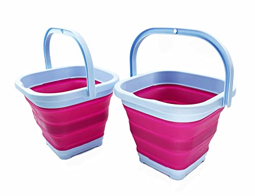 SAMMART 5L zusammenklappbarer rechteckiger praktischer Korb/Eimer (Kühles Blau/Flamingo (2er-Set)) von SAMMART