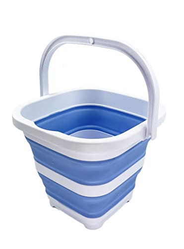 SAMMART 5L zusammenklappbarer rechteckiger praktischer Korb/Eimer (Weiß/Babyblau) von SAMMART