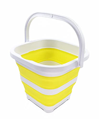 SAMMART 5L zusammenklappbarer rechteckiger praktischer Korb/Eimer (Weiß/Zitrone) von SAMMART