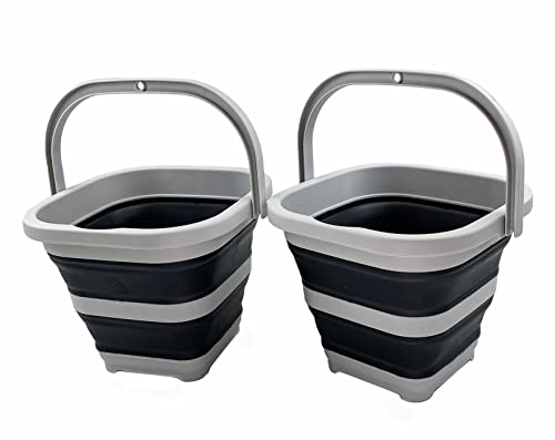 SAMMART 5L zusammenklappbarer rechteckiger praktischer Korb/Eimer (Grau/Anthrazitschwarz (2er-Set)) von SAMMART