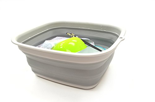 SAMMART 7,7L zusammenklappbare Wanne – Faltbare Spülwanne – tragbares Waschbecken – platzsparende Kunststoff-Waschwanne(Grau, Klein) von SAMMART