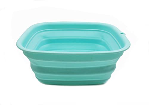 SAMMART 7.7L Collapsible Tub - Foldable Dish Tub - Portable Washing Basin - Space Saving Plastic Washtub (Seegrün, Klein) von SAMMART