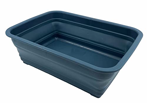 SAMMART 8L zusammenklappbare Wanne – Faltbare Geschirrwanne – tragbares Waschbecken – platzsparende Kunststoff-Waschwanne (Blatt Blau) von SAMMART