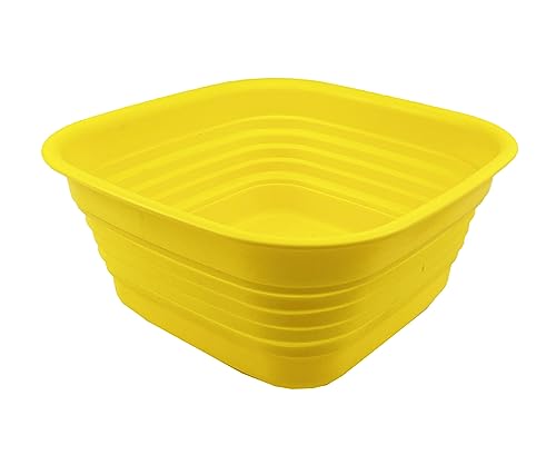 SAMMART 8L zusammenklappbare Wanne – Faltbare Geschirrwanne – tragbares Waschbecken – platzsparende Kunststoff-Waschwanne (Gold-gelb) von SAMMART