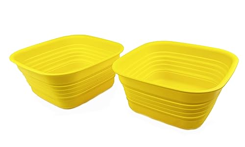 SAMMART 8L zusammenklappbare Wanne – Faltbare Geschirrwanne – tragbares Waschbecken – platzsparende Kunststoff-Waschwanne (Goldgelb (2er-Set)) von SAMMART