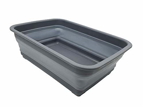 SAMMART 8L zusammenklappbare Wanne – Faltbare Geschirrwanne – tragbares Waschbecken – platzsparende Kunststoff-Waschwanne (Grau) von SAMMART