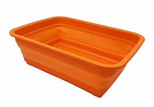 SAMMART 8L zusammenklappbare Wanne – Faltbare Geschirrwanne – tragbares Waschbecken – platzsparende Kunststoff-Waschwanne (Orange) von SAMMART