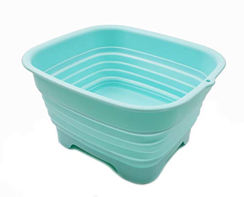 SAMMART 9,1 l zusammenklappbare Geschirrpfanne mit Abtropfstöpsel – faltbares Waschbecken – tragbare Geschirrwaschwanne – platzsparende Küchenaufbewahrung (Seegrün, 1) von SAMMART