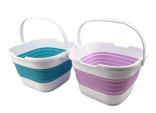 SAMMART 9,5 L zusammenklappbarer rechteckiger praktischer Korb / Eimer (Keramikblau/Blassviolett(2er-Set)) von SAMMART