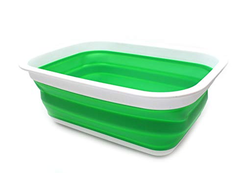SAMMART 9,2 l Faltbare Wanne – tragbarer Picknickkorb für den Außenbereich – Faltbare Einkaufstasche – platzsparender Aufbewahrungsbehälter (Grün) von SAMMART