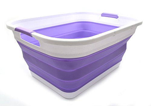 SAMMART 41L Collapsible Plastic Laundry Basket - Foldable Pop Up Storage Container/Organizer - Portable Washing Tub - Space Saving Hamper/Basket (Lt. Purple) von SAMMART