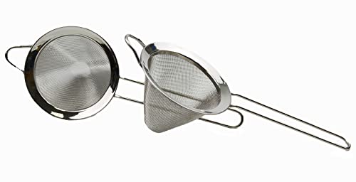 SAMMART Set mit 2 konischen Edelstahlsieben mit 9 cm Durchmesser. mit geradem Griff - konisches Siebsieb (2, 9 cm) von SAMMART