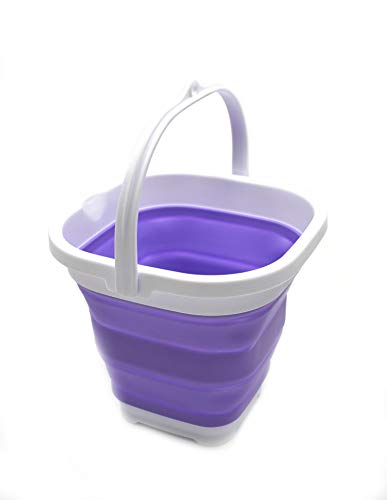 SAMMART 2,6L Super Mini Square Faltbarer Plastikeimer - Faltbare quadratische Wanne - tragbarer Wassereimer zum Fischen - platzsparender Outdoor-Wassertopf (Lt Purple) von SAMMART