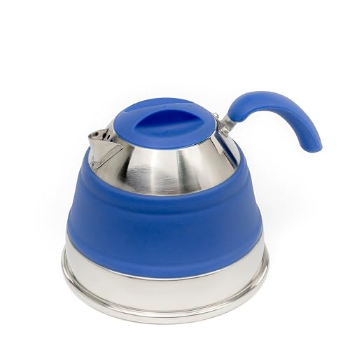 SAMMART Zusammenklappbarer 1,5-Liter-Wasserkocher aus Silikon – Camping-Wassertopf, Reisewasserkocher, Faltbare Wasserkocher für kochendes Wasser. Kleiner tragbarer Silikon (Purpurblau) von SAMMART