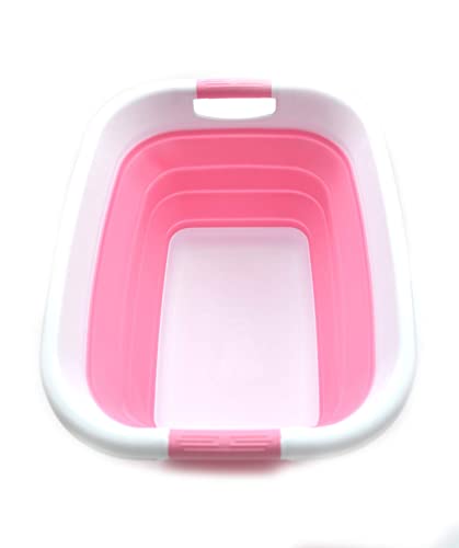 SAMMART 25L Zusammenklappbarer Wäschekorb / -wanne - faltbarer Aufbewahrungsbehälter/Organizer - tragbarer Waschbehälter - platzsparender Korb - Kofferraum-Aufbewahrungsbox (Rosa) von SAMMART