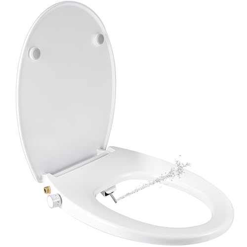 SAMODRA Bidet Toilettensitz - Dusch WC Aufsatz Bidet Japanische Toilette - WC Sitz mit Absenkautomatik - Nicht Elektrischen Bidet Aufsatz Selbstreinigenden Doppeldüsen von SAMODRA