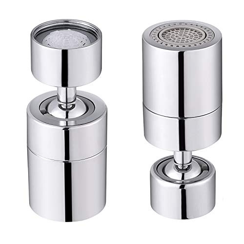 SAMODRA Wasserhahn Luftsprudler Doppelte Messing-Drehkugel 80° großer Winkel einstellbar 2 Sprühfunktion Einen Sanften Strahl und Einen Starkstrahl Wasserhahn Belüfter Ersatz Chrom - 1.8GPM / FM22 von SAMODRA