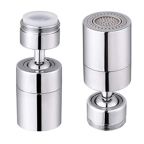 SAMODRA Wasserhahn Luftsprudler Doppelte Messing-Drehkugel 80° großer Winkel einstellbar 2 Sprühfunktion Einen Sanften Strahl und Einen Starkstrahl Wasserhahn Belüfter Ersatz Chrom - 1.8GPM / M24 von SAMODRA
