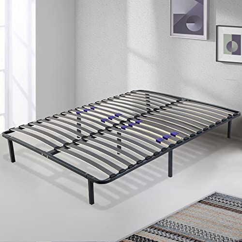 SAMPUR - Essentials Lattenrost | 140 x 200 cm | grau | robust und bequem | Latten aus Pappelholz, pulverbeschichteter Metallrahmen | schnelle und einfache Montage von SAMPUR