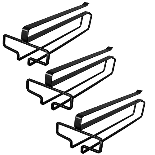 SAMSYOKI 3 Stück Weinglashalter Hängend, Weingläser Halterung Unter Dem Schrank, Gläserhalter zum Aufhängen Metall, Stemware Rack Kein Bohren Weinglas Regal Für Küche Bar Restaurant Schwarz von SAMSYOKI