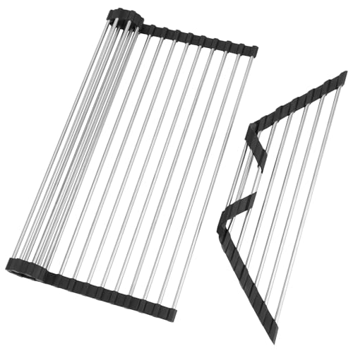 SAN LIKE Geschirr Trockengestell, Abtropfgestell 43 x 35 cm + Dreieckiges Faltbares Gestell, Abtropfgitter Spüle zum Aufrollen 18 Rohre, Edelstahl, für Tassen, Obst, Gemüse SAN LIKE Geschirr Trockengestell, Abtropfgestell 43 x 35 cm + Dreieckiges Faltbares Gestell, Abtropfgitter Spüle zum Aufrollen 18 Rohre, Edelstahl, für Tassen, Obst, Gemüse von SAN LIKE