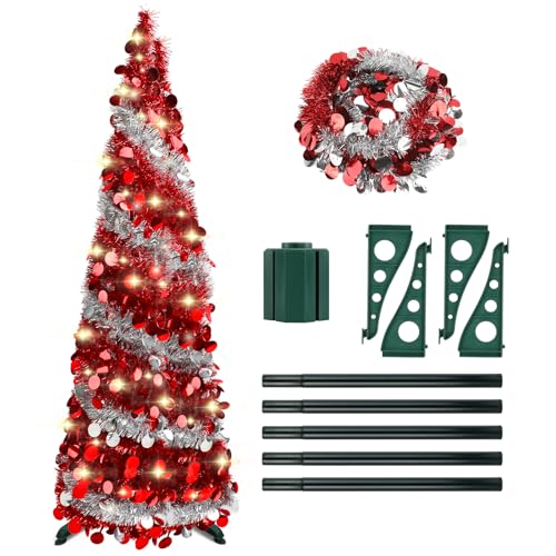 SAN LIKE Weihnachtsbaum Künstlich mit Beleuchtung, Faltbarer künstlicher Pailletten-Pop-Up-Weihnachtsbaum, Weihnachtsbäume mit Ständer für Innen- und Außendekorationen 150cm SAN LIKE Weihnachtsbaum Künstlich mit Beleuchtung, Faltbarer künstlicher Pailletten-Pop-Up-Weihnachtsbaum, Weihnachtsbäume mit Ständer für Innen- und Außendekorationen 150cm von SAN LIKE