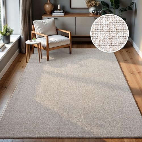 SANAT LORA Teppich Wohnzimmer – Soft Loop Teppich, modern für Schlafzimmer, Arbeitszimmer, Flur, Kinderzimmer & Küche – gesprenkeltes Design, Beige, 200 x 290 cm von SANAT