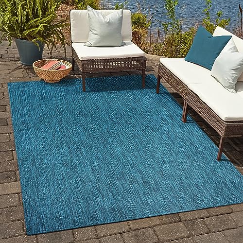 SANAT Melissa Outdoor Teppich Wetterfest - Balkon Teppich Wasserabweisend - Teppich für den Innen und Außenbereich, Terrasse, Garten, Wohnzimmer oder Küche - Blau, 140x200 von SANAT