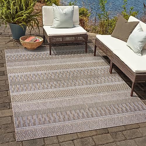 SANAT Melissa Outdoor Teppich Wetterfest - Balkon Teppich Wasserabweisend - Teppich für den Innen und Außenbereich, Terrasse, Garten, Wohnzimmer oder Küche - Multibeige, 120x170 cm von SANAT