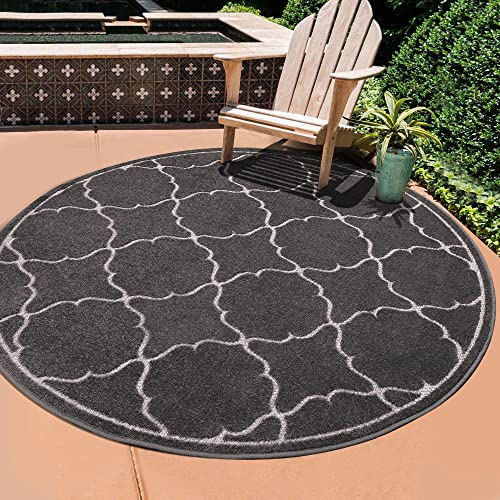 SANAT Outdoor Teppich Wetterfest - Für Innen- und Außenbereich - Wasserabweisend für Balkon, Terrasse, Garten, Küche, Bad oder Wohnzimmer - Grau, 120 cm Rund SANAT Outdoor Teppich Wetterfest - Für Innen- und Außenbereich - Wasserabweisend für Balkon, Terrasse, Garten, Küche, Bad oder Wohnzimmer - Grau, 120 cm Rund von SANAT