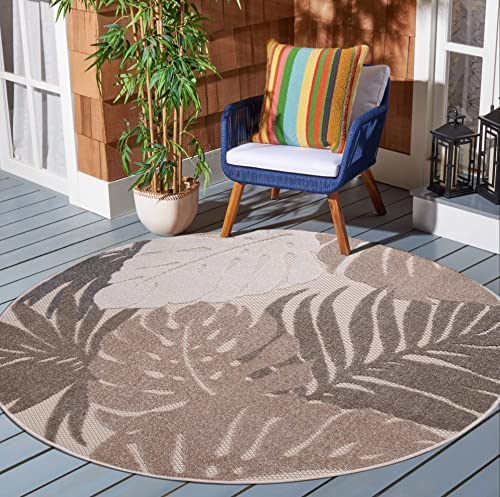 SANAT Outdoor Teppich Wetterfest - Outdoorteppiche für den Innen und Außenbereich, Balkon Teppich Wasserabweisend, Strapazierfähige Teppiche für Terrasse Garten und Wohnzimmer, Beige 120 cm Rund von SANAT