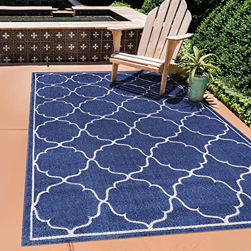 SANAT Outdoor Teppich Wetterfest - Teppich für den Innen- und Außenbereich - Balkon Teppich Wasserabweisend - Teppiche für Terrasse, Garten, Küche, Bad oder Wohnzimmer - Blau, 120 x 170 cm von SANAT