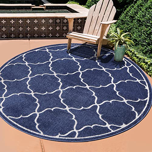 SANAT Outdoor Teppich Wetterfest - Teppich für den Innen- und Außenbereich - Balkon Teppich Wasserabweisend - Teppiche für Terrasse, Garten, Küche, Ba, Berlin_9002_Blue_150_rund von SANAT