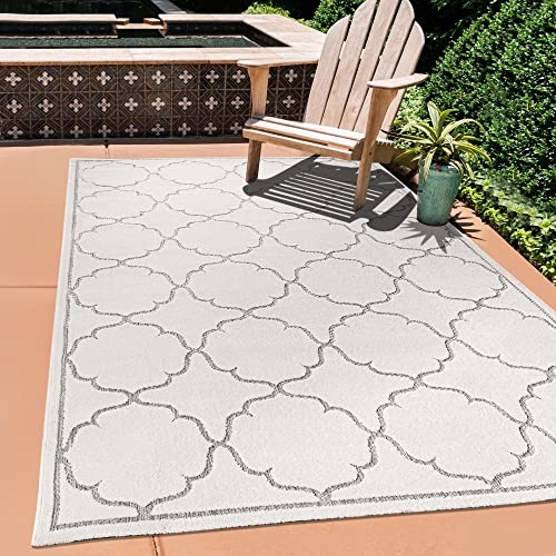 SANAT Outdoor Teppich Wetterfest - Teppich für den Innen- und Außenbereich - Balkon Teppich Wasserabweisend - Teppiche für Terrasse, Garten, Küche, Bad oder Wohnzimmer - Creme, 120 x 170 cm von SANAT