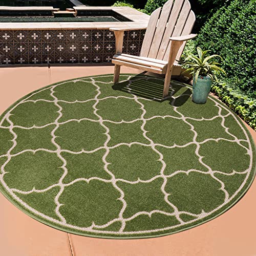 SANAT Outdoor Teppich Wetterfest - Teppich für den Innen- und Außenbereich - Balkon Teppich Wasserabweisend - Teppiche für Terrasse, Garten, Küche, Bad oder Wohnzimmer - Grün, 200 cm Rund SANAT Outdoor Teppich Wetterfest - Teppich für den Innen- und Außenbereich - Balkon Teppich Wasserabweisend - Teppiche für Terrasse, Garten, Küche, Bad oder Wohnzimmer - Grün, 200 cm Rund von SANAT